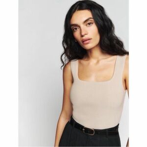 Reformation Julia Ribbed Sweater Tank, Beige